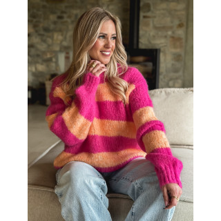 Pull ligné Manolla - Fuchsia/Orange