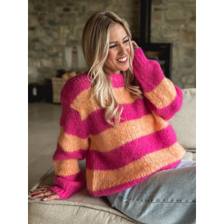 Pull ligné Manolla - Fuchsia/Orange