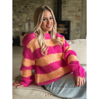Pull ligné Manolla - Fuchsia/Orange