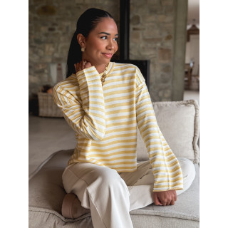 Pull ligné Roulia - Jaune/Blanc