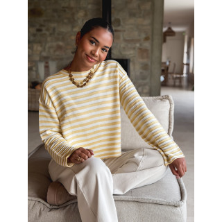 Pull ligné Roulia - Jaune/Blanc