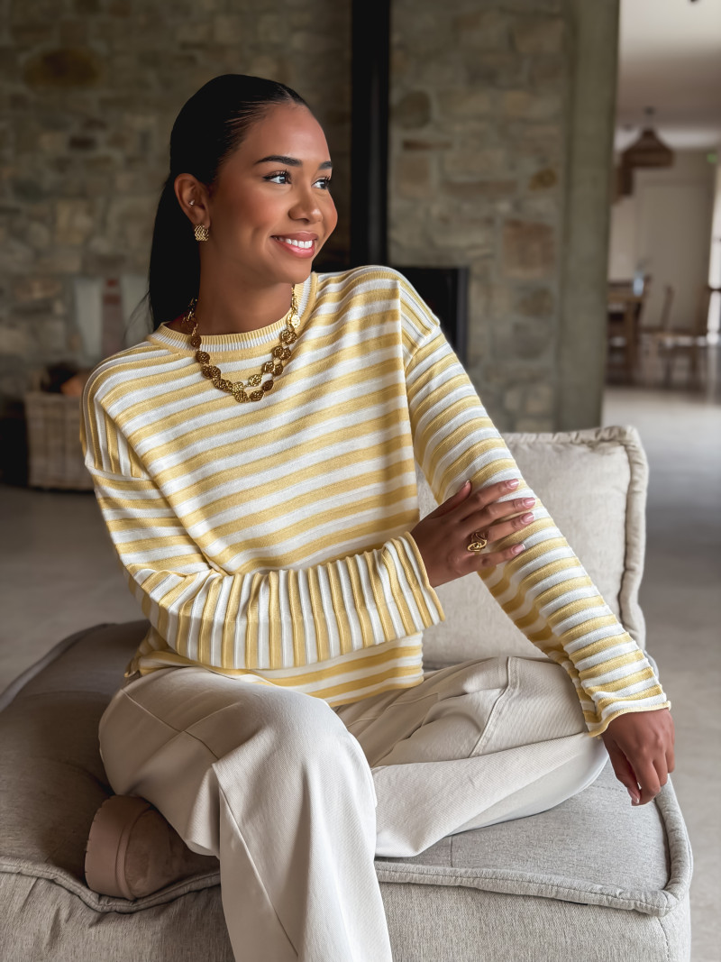 Pull ligné Roulia - Jaune/Blanc Pull ligné Roulia - Jaune/Blanc