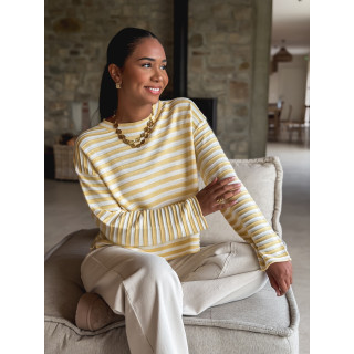 Pull ligné Roulia - Jaune/Blanc