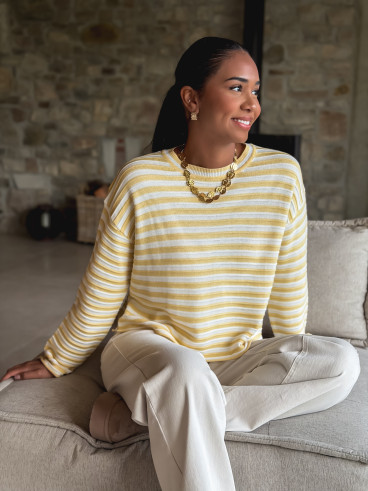 Pull ligné Roulia - Jaune/Blanc Pull ligné Roulia - Jaune/Blanc