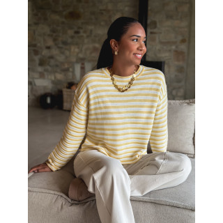 Pull ligné Roulia - Jaune/Blanc