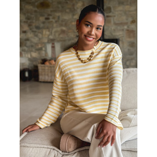 Pull ligné Roulia - Jaune/Blanc