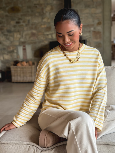 Pull ligné Roulia - Jaune/Blanc Pull ligné Roulia - Jaune/Blanc