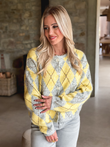 Gilet à motifs Téanna - Gris/Jaune