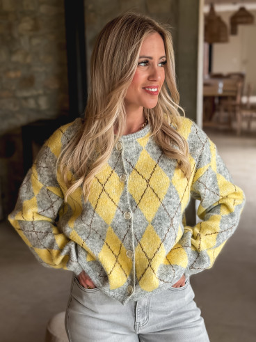 Gilet à motifs Téanna - Gris/Jaune