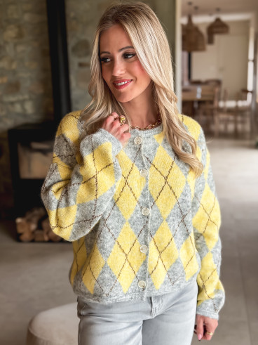 Gilet à motifs Téanna - Gris/Jaune