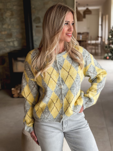 Gilet à motifs Téanna - Gris/Jaune