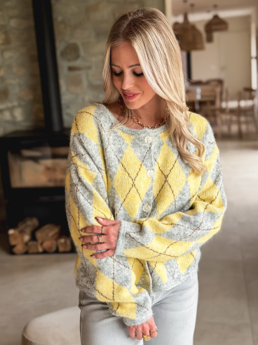 Gilet à motifs Téanna - Gris/Jaune