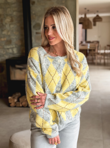 Gilet à motifs Téanna - Gris/Jaune