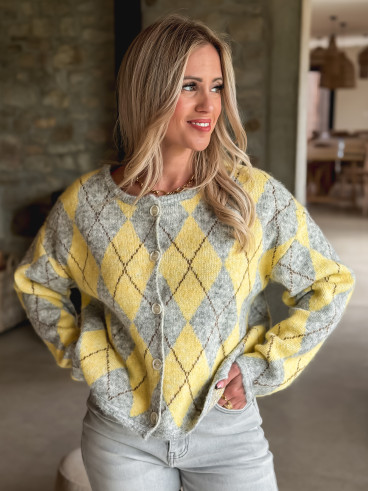Gilet à motifs Téanna - Gris/Jaune