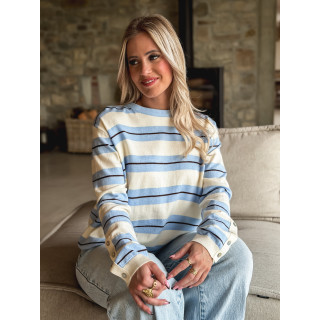 Pull ligné Erinna - Blanc/Bleu