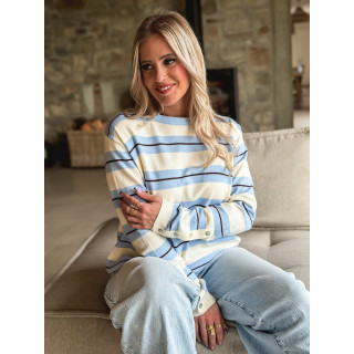 Pull ligné Erinna - Blanc/Bleu