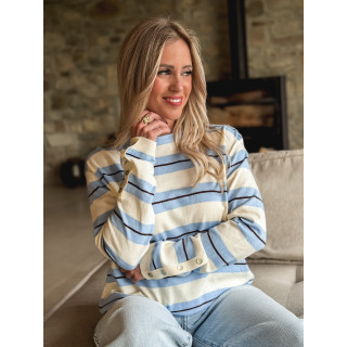 Pull ligné Erinna - Blanc/Bleu