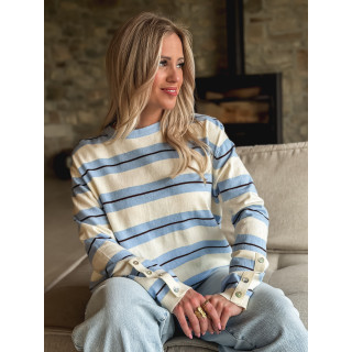 Pull ligné Erinna - Blanc/Bleu