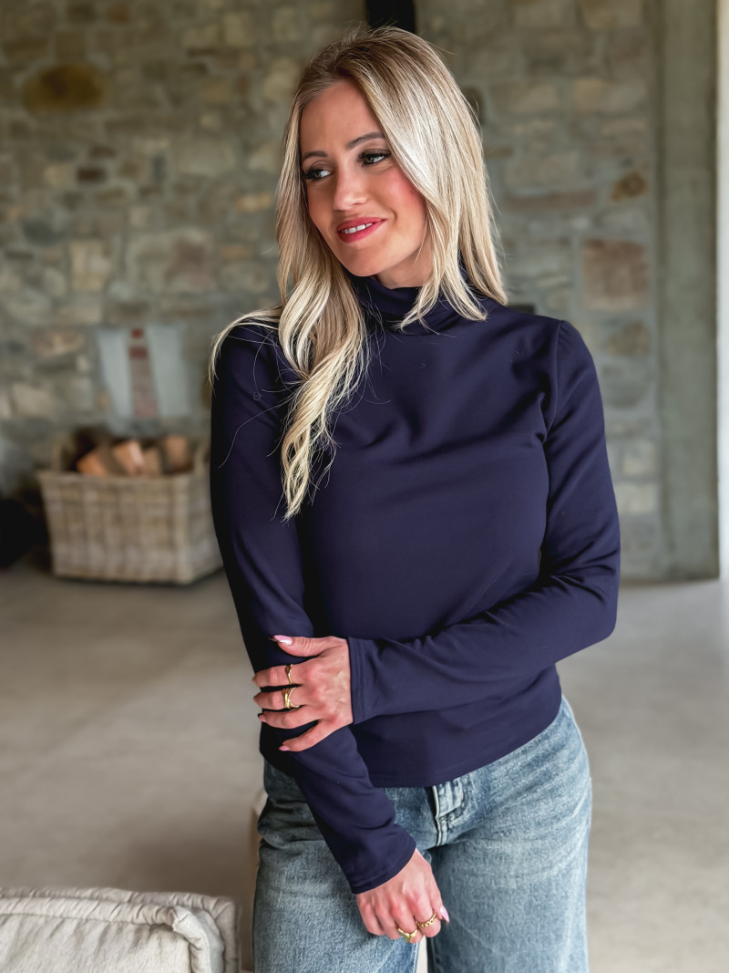 Pull col roulé Lorène - Bleu marine