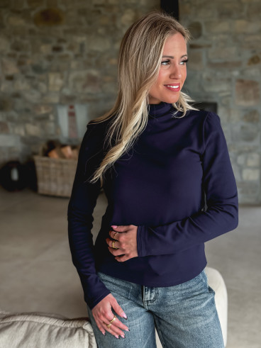 Pull col roulé Lorène - Bleu marine