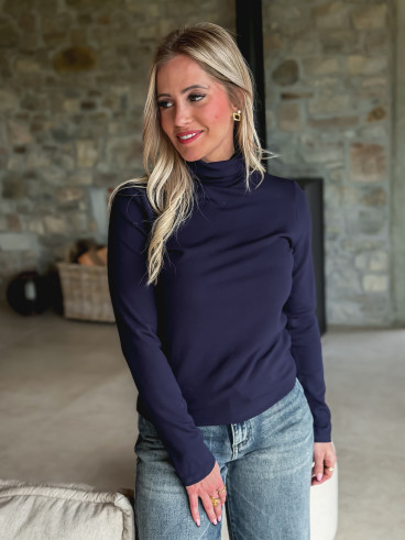 Pull col roulé Lorène - Bleu marine
