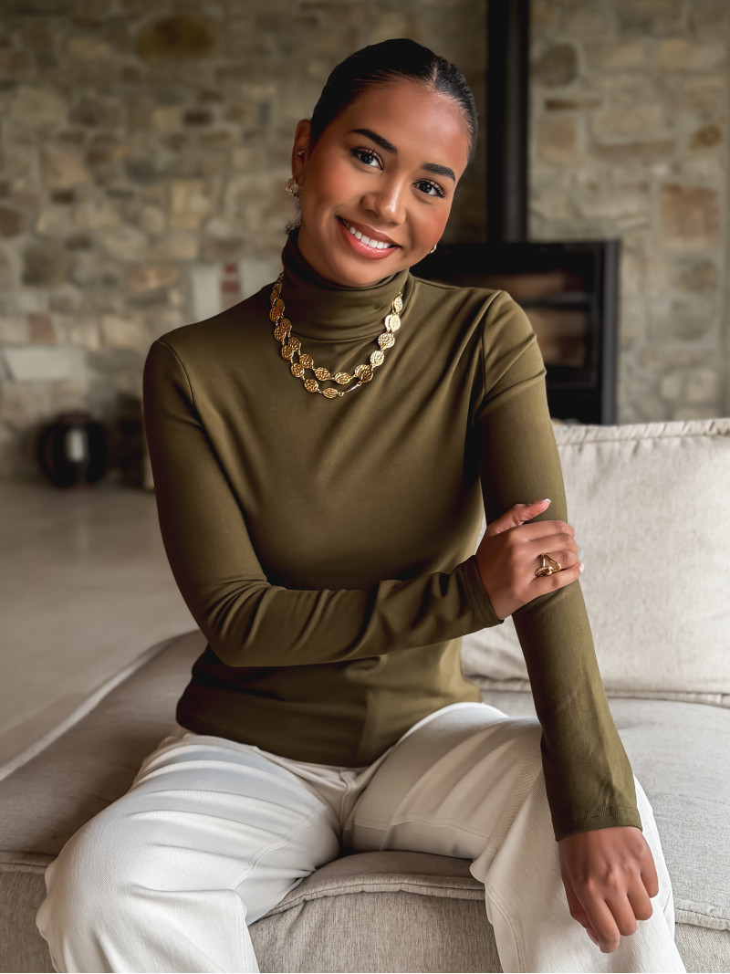 Pull col roulé Lorène - Kaki