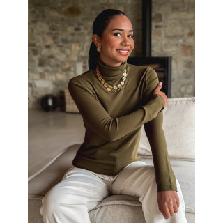 Pull col roulé Lorène - Kaki