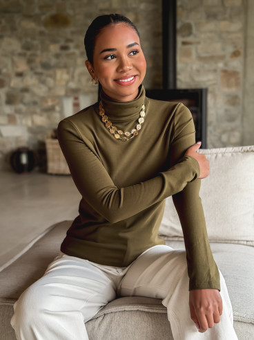 Pull col roulé Lorène - Kaki