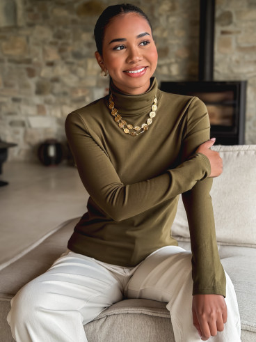 Pull col roulé Lorène - Kaki