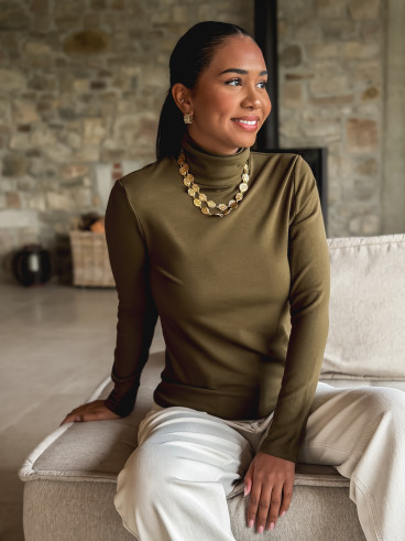 Pull col roulé Lorène - Kaki
