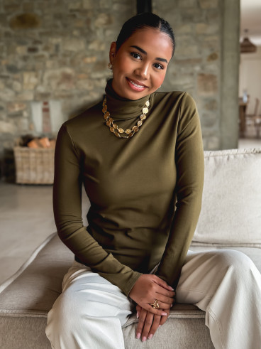 Pull col roulé Lorène - Kaki