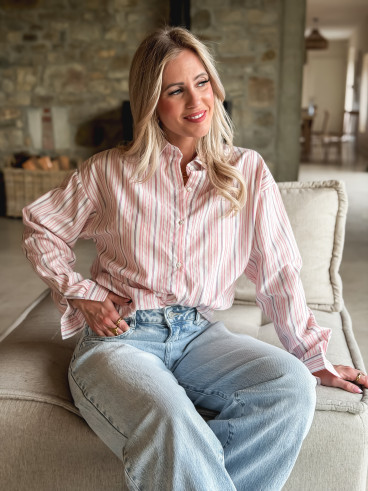 Chemise lignée Muriel - Rose