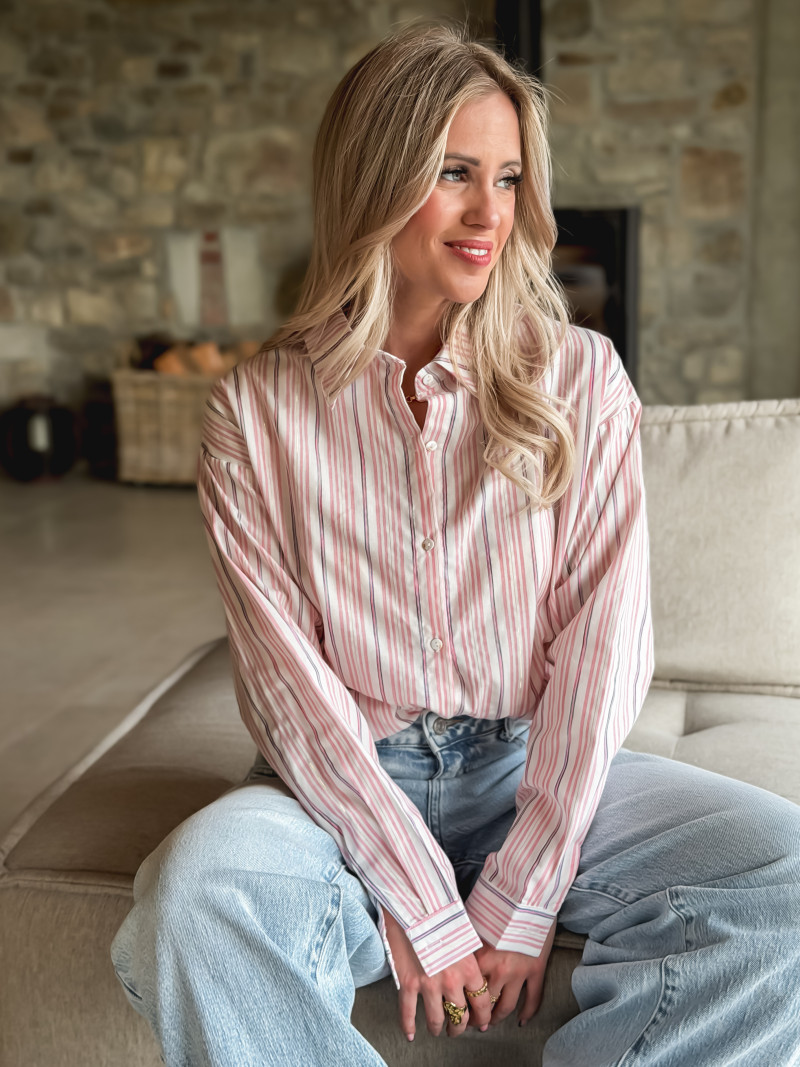 Chemise lignée Muriel - Rose