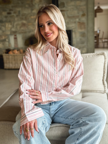 Chemise lignée Muriel - Rose