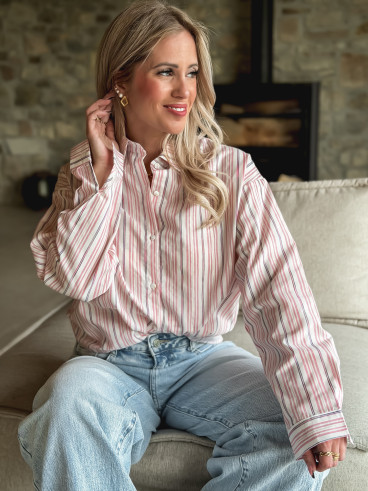 Chemise lignée Muriel - Rose