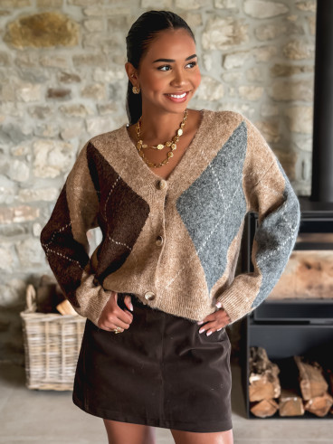 Gilet à motifs Kléane - Beige/Gris