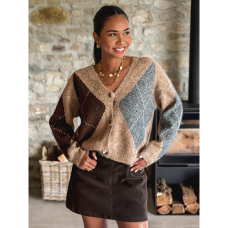 Gilet à motifs Kléane - Beige/Gris