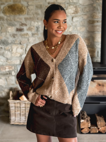 Gilet à motifs Kléane - Beige/Gris