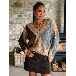 Gilet à motifs Kléane - Beige/Gris