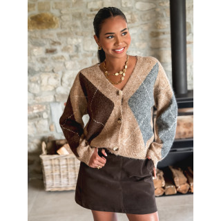 Gilet à motifs Kléane - Beige/Gris