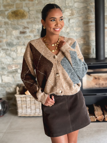 Gilet à motifs Kléane - Beige/Gris