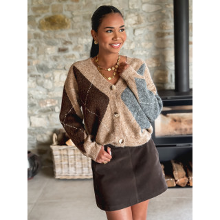 Gilet à motifs Kléane - Beige/Gris