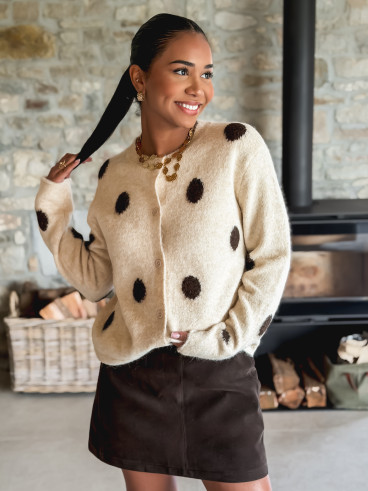 Gilet à pois Amelyna - Beige