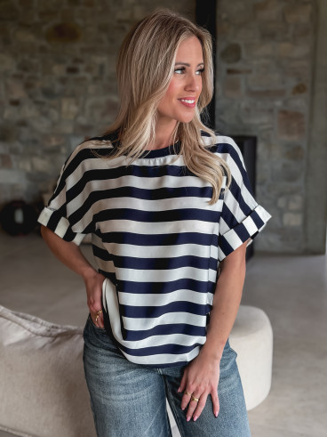 Blouse ligné Asla - Bleu marine