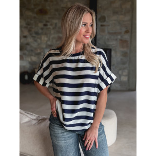 Blouse ligné Asla - Bleu marine