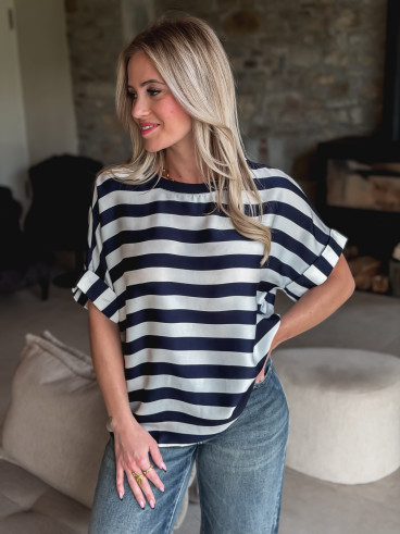 Blouse lignée Asla - Bleu marine