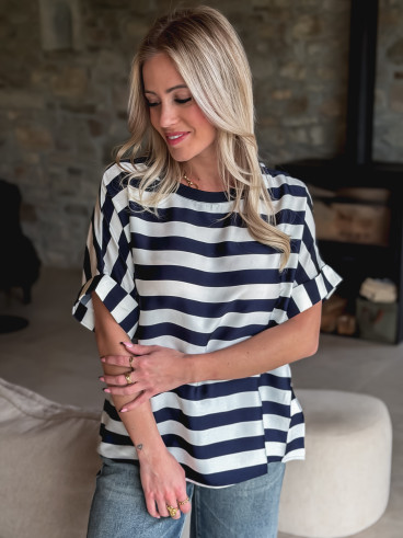 Blouse ligné Asla - Bleu marine