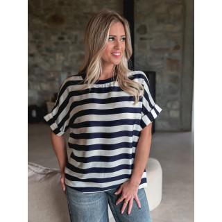 Blouse ligné Asla - Bleu marine