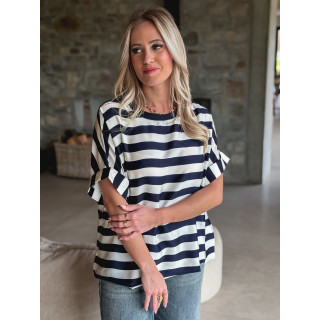 Blouse ligné Asla - Bleu marine