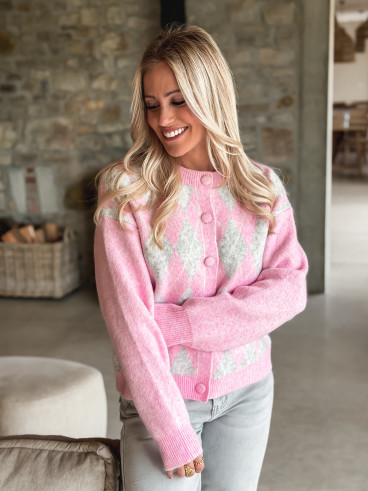 Gilet à motifs Régie - Rose/Gris